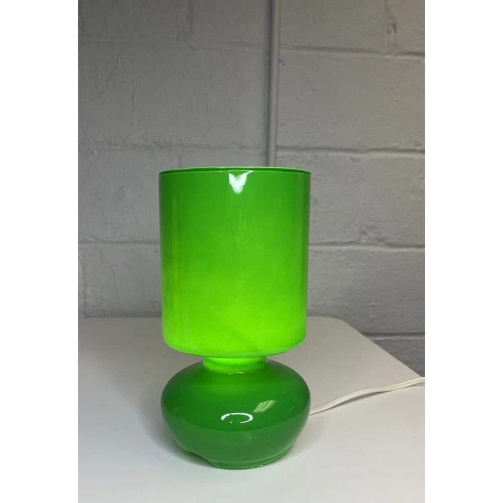 Ikea Lykta Kelly Green Glass Table Lamp Mushroom Vintage Dark Green‎ Y2K WORKS